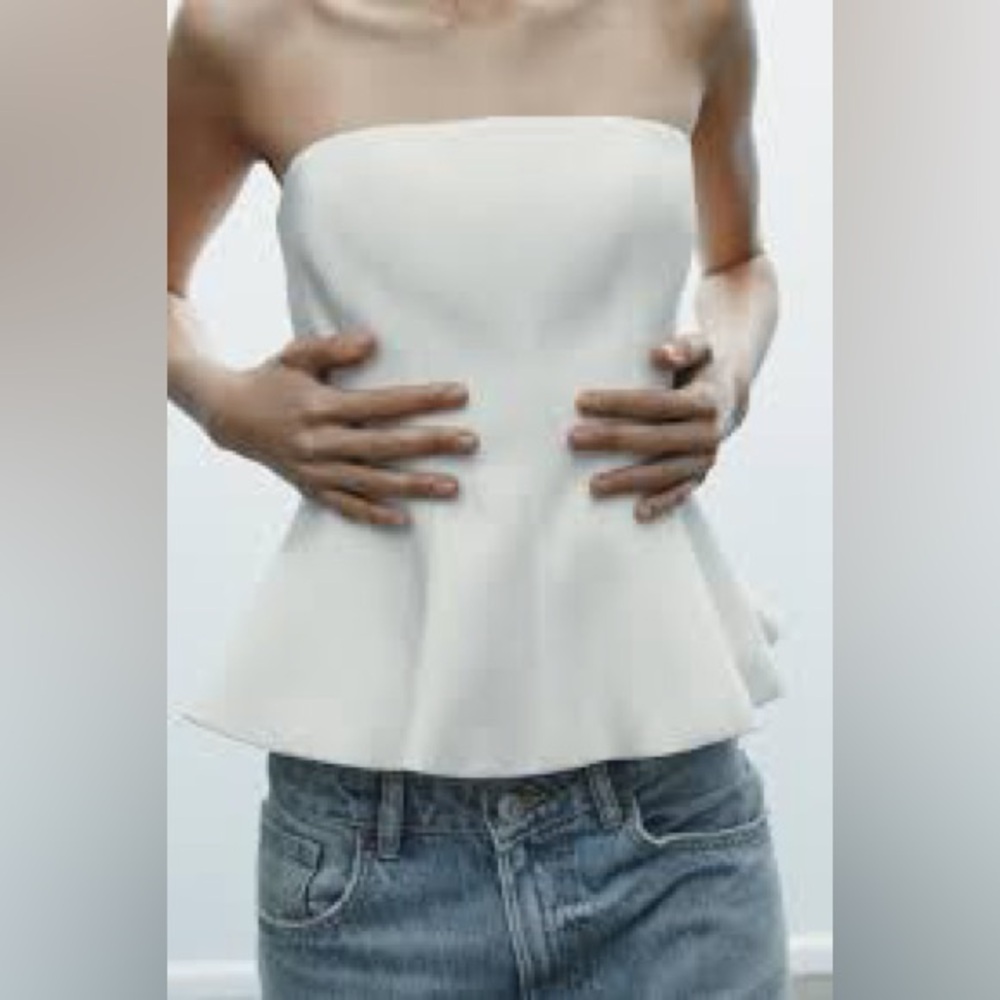 Zara Strapless Cream Dress